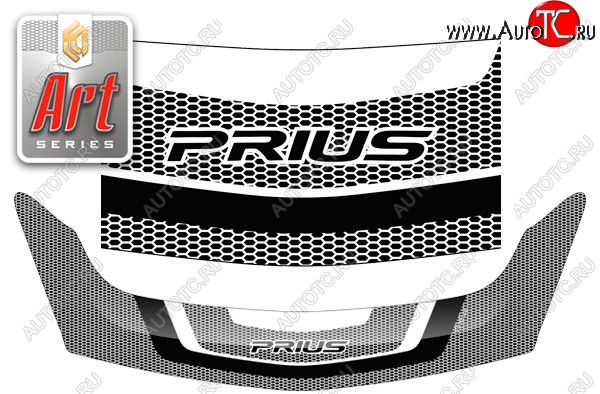 3 069 р. Дефлектор капота (правый руль) Art белая  Toyota Prius  XW20 (2003-2011) (Art белая)