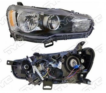 Правая фара (под электрокорректор, Евросвет) TYC Mitsubishi Lancer 10 седан дорестайлинг (2007-2010)