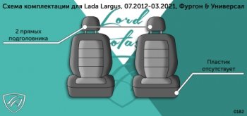 4 699 р. Чехлы сидений Lord Autofashion Дублин (жаккард, 2 места, с подголовниками)  Лада Ларгус (2012-2021) (Чёрный, Ёж синий). Увеличить фотографию 3