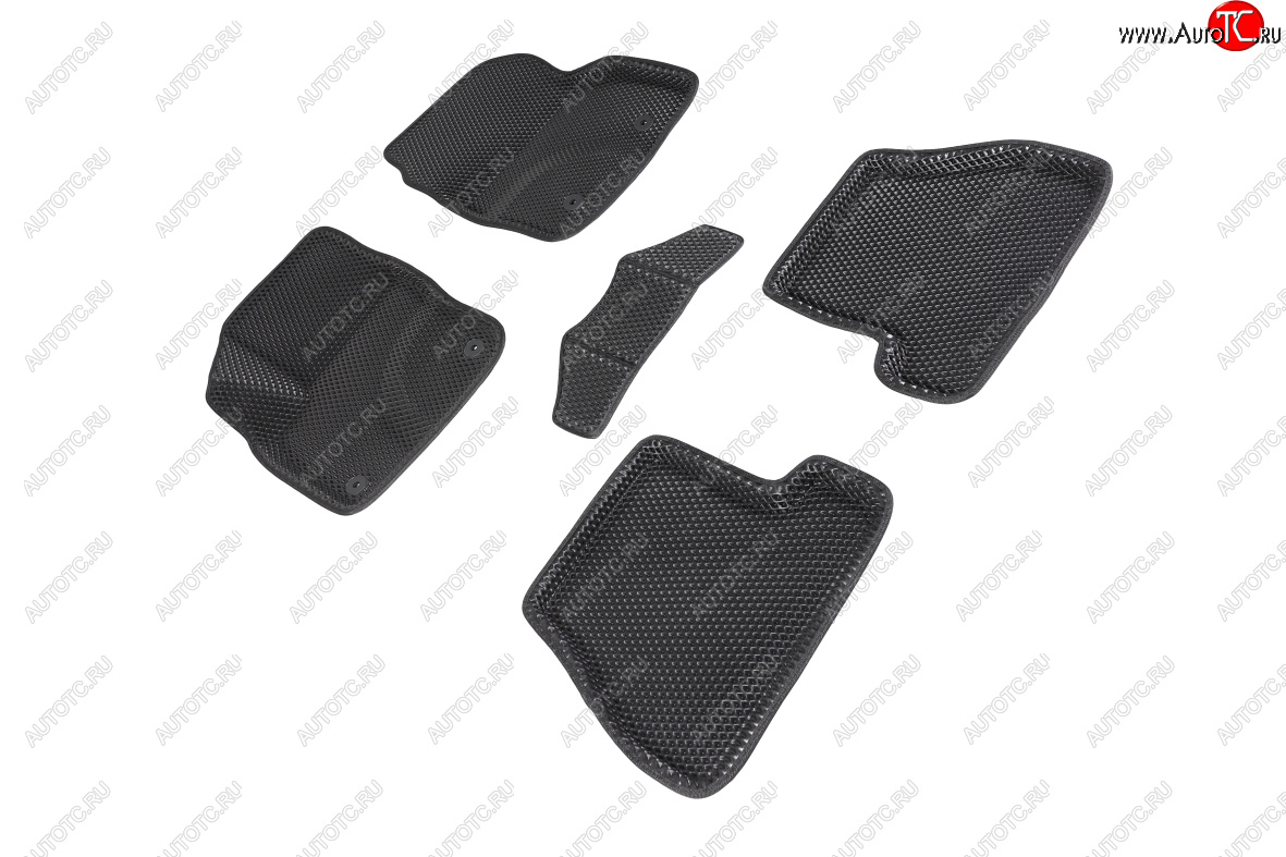 4 749 р. Коврики в салон EVA (АКПП, 3D, ромб, чёрные) Seintex  Ford Focus  3 (2014-2019)