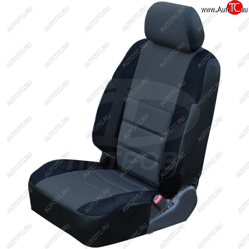 3 999 р. Чехлы сидений (экокожа-жаккард, 60/40) Петров А10 Hyundai Solaris 1 седан RBr рестайлинг (2014-2017) (Черный)