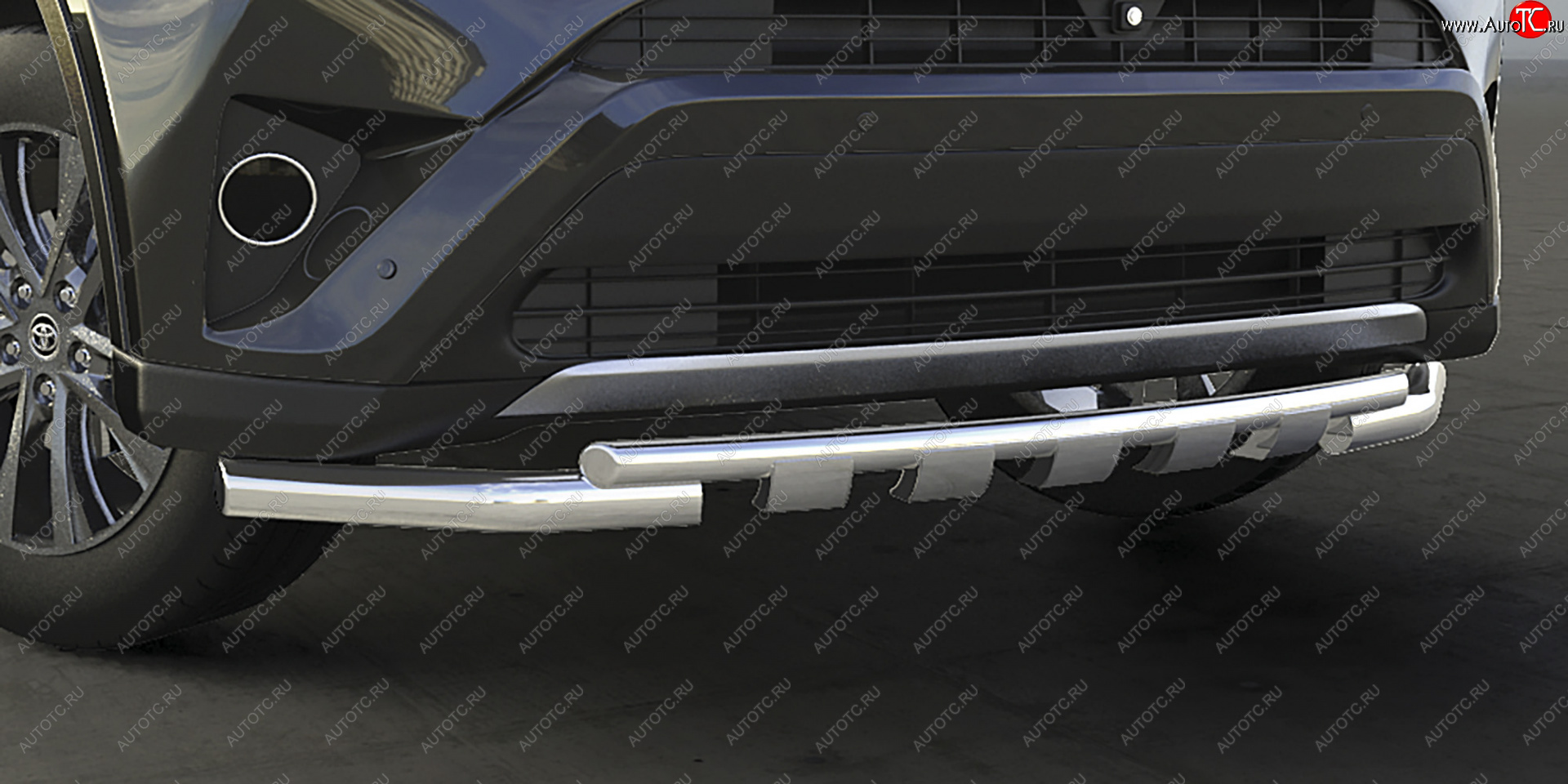 28 599 р. Защита переднего бампера двойная с декор. элементами (диаметр 57+42 мм) Arbori  Toyota RAV4  XA40 (2015-2019)