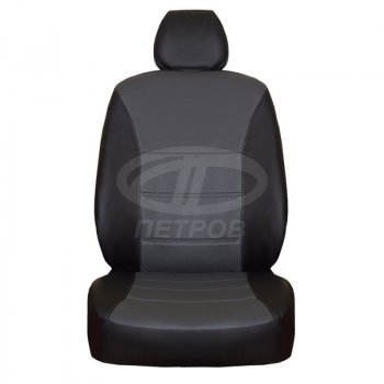 4 749 р. Чехлы сидений (экокожа, спл) ПЕТРОВ Орегон  Renault Logan  2 (2014-2024) (черный/серый). Увеличить фотографию 2
