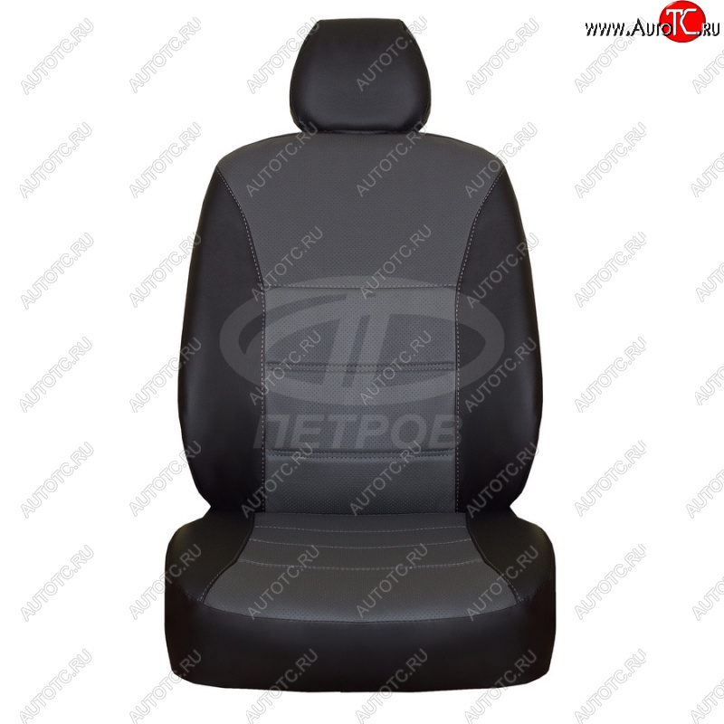 4 699 р. Комплект чехлов сидений (экокожа, 2/3 airbag) ПЕТРОВ Орегон  Nissan Terrano  3 D10 (2013-2023), Renault Duster  HS (2010-2015) (черный/серый)