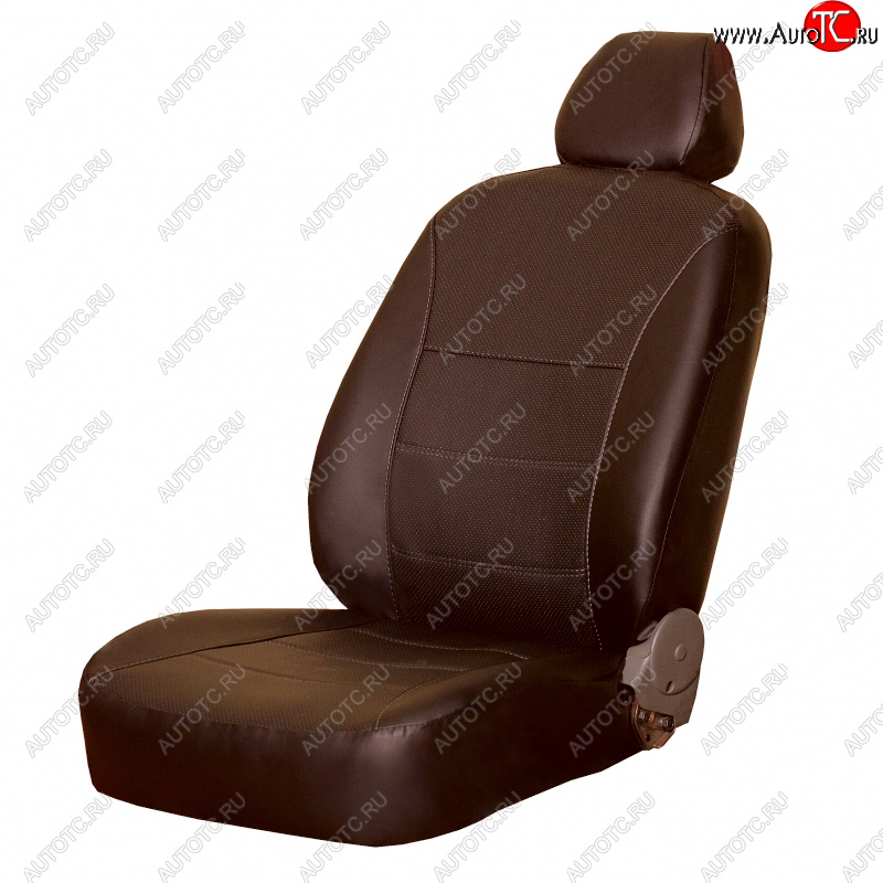 4 749 р. Чехлы сидений (экокожа, СЗС) ПЕТРОВ Орегон  Skoda Rapid  NH3 (2012-2020) (шоколад)