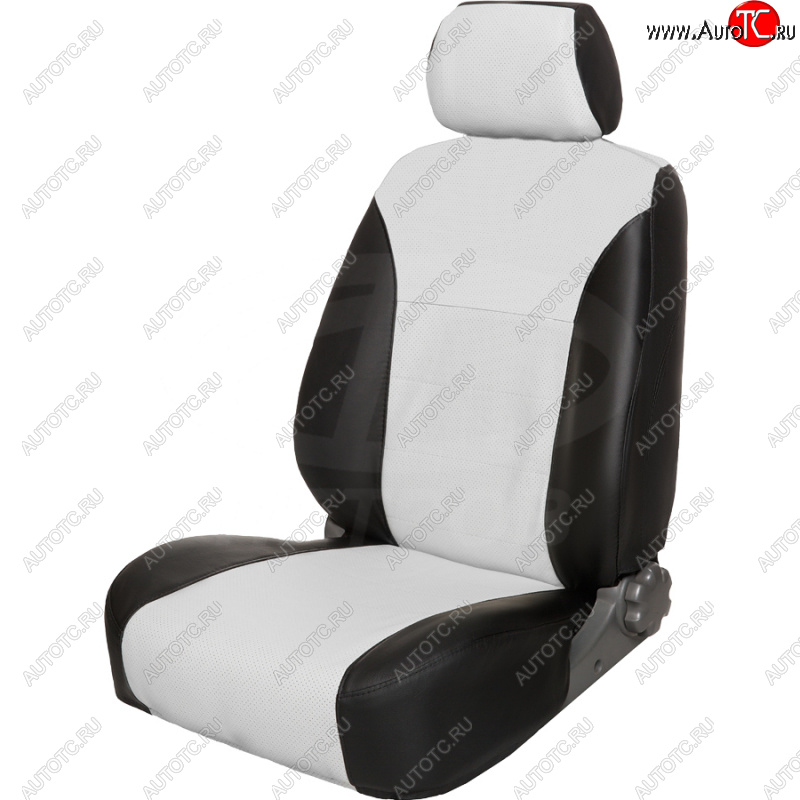 4 399 р. Комплект чехлов сидений (экокожа) ПЕТРОВ Орегон  Mitsubishi L200  4 (2006-2014) (черный/белый)