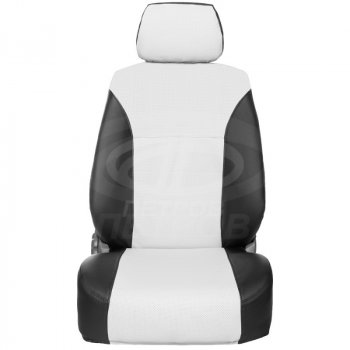 4 399 р. Комплект чехлов сидений (экокожа) ПЕТРОВ Орегон  Mitsubishi L200  4 (2006-2014) (черный/белый). Увеличить фотографию 2