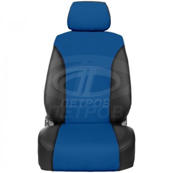 4 999 р. Чехлы сидений (экокожа) ПЕТРОВ Орегон  Mitsubishi Lancer  10 (2011-2017) (черный/синий). Увеличить фотографию 2