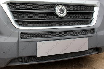 6 349 р. Защитная сетка в бампер (ячейка 3х7 мм, 5 частей) Alfeco Стандарт  Fiat Ducato  290 (2014-2024) (Чёрная). Увеличить фотографию 5