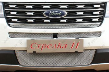 4 199 р. Защитная сетка в бампер (ячейка 4х10 мм, середина) Alfeco Премиум  Ford Explorer  U502 (2015-2018). Увеличить фотографию 2