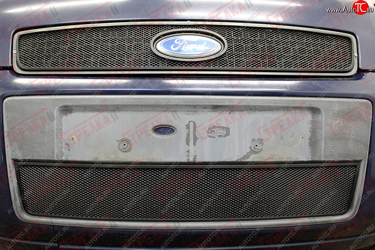2 969 р. Защитная сетка радиатора в бампер (ячейка 3х7 мм) Стрелка11 Стандарт  Ford Fusion  1 (2005-2012) (черная)