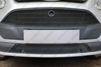 2 969 р. Защитная сетка в бампер (ячейка 3х7 мм, нижняя часть) Alfeco Стандарт  Ford Tourneo Custom (2012-2018) (Чёрная). Увеличить фотографию 2