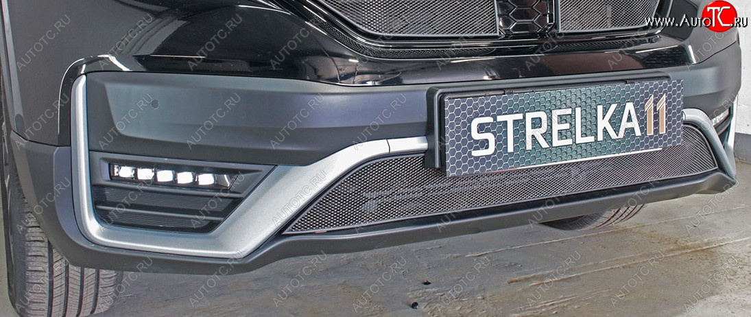 3 079 р. Защитная сетка радиатора в бампер (ячейка 3х7 мм) Стрелка11 Стандарт Honda CR-V RW,RT рестайлинг (2019-2024) (черная)