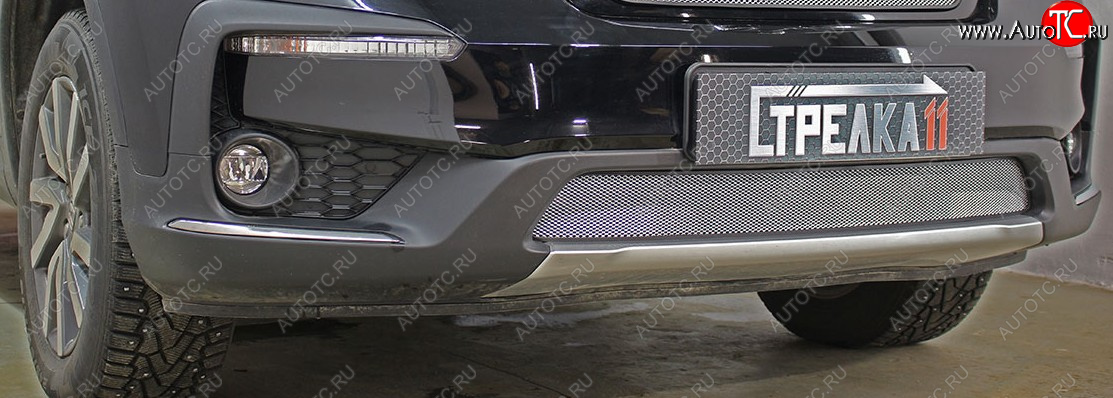 3 599 р. Защитная сетка радиатора в бампер (ячейка 4х10 мм, низ) Стрелка11 Премиум  Honda Pilot  YF6 (2018-2024) (хром)