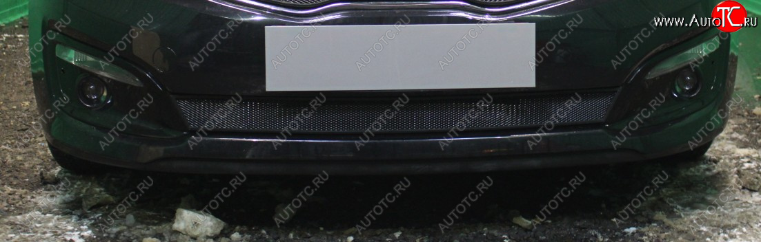 2 769 р. Защитная сетка радиатора в бампер (ячейка 3х7 мм, низ) Стрелка11 Стандарт KIA Ceed 2 JD рестайлинг универсал (2015-2018) (черная)