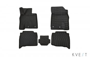 Комплект ковриков в салон Kvest 3D (полистар основа - чёрная. кант - серый) Lexus LX 570 J200 2-ой рестайлинг (2015-2024)