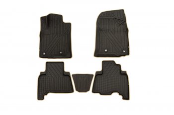 1 389 р. Комплект ковриков в салон Kvest 3D (полистар основа - чёрная. кант - бежевый)  Lexus GX  460 (2013-2024). Увеличить фотографию 1