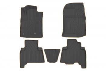 Комплект ковриков в салон Kvest 3D (полистар, основа - чёрная, кант - бежевый) Toyota Land Cruiser Prado J150 3-ий рестайлинг (2020-2024)