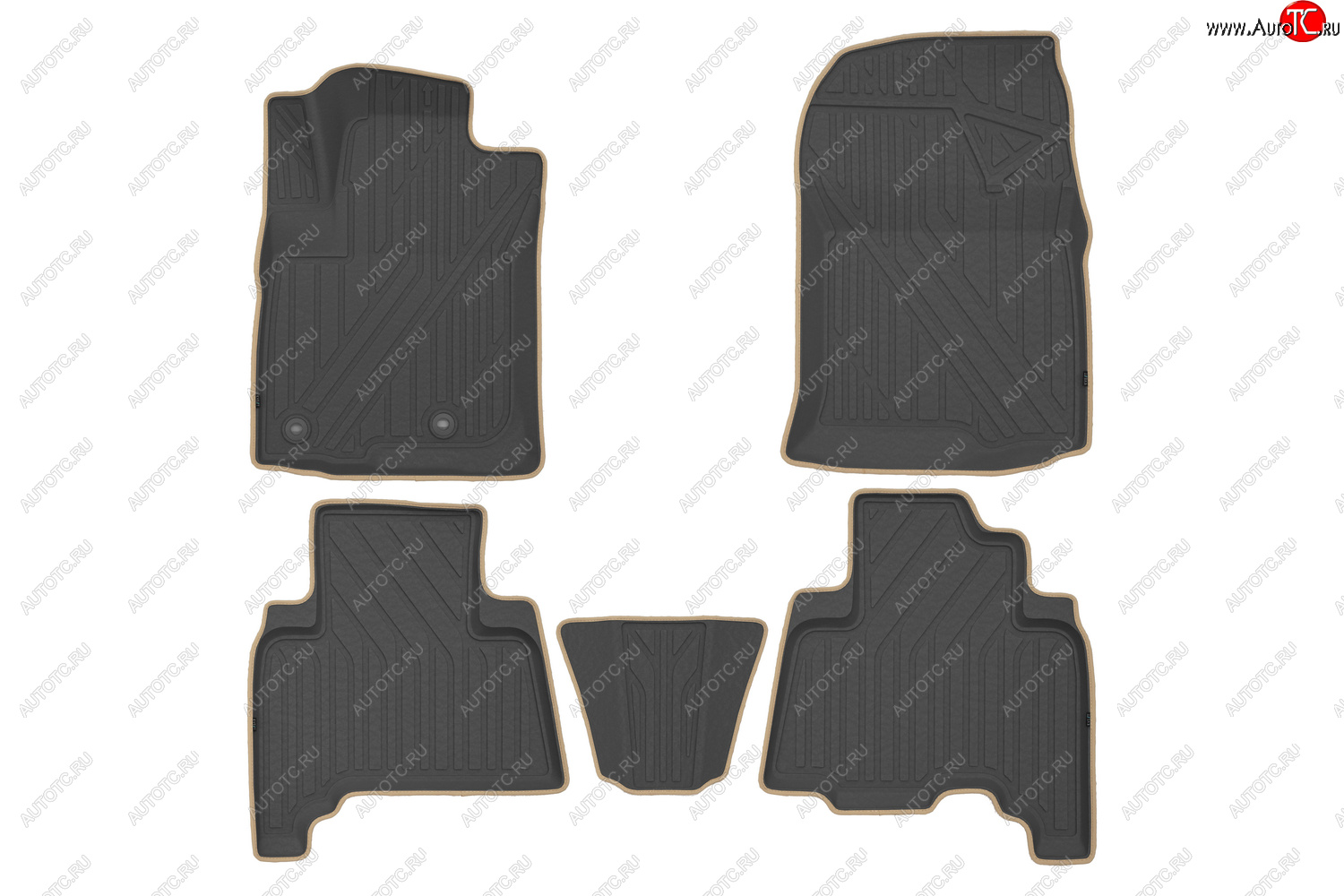 5 999 р. Комплект ковриков в салон Kvest 3D (полистар, основа - чёрная, кант - бежевый)  Toyota Land Cruiser Prado  J150 (2013-2024)