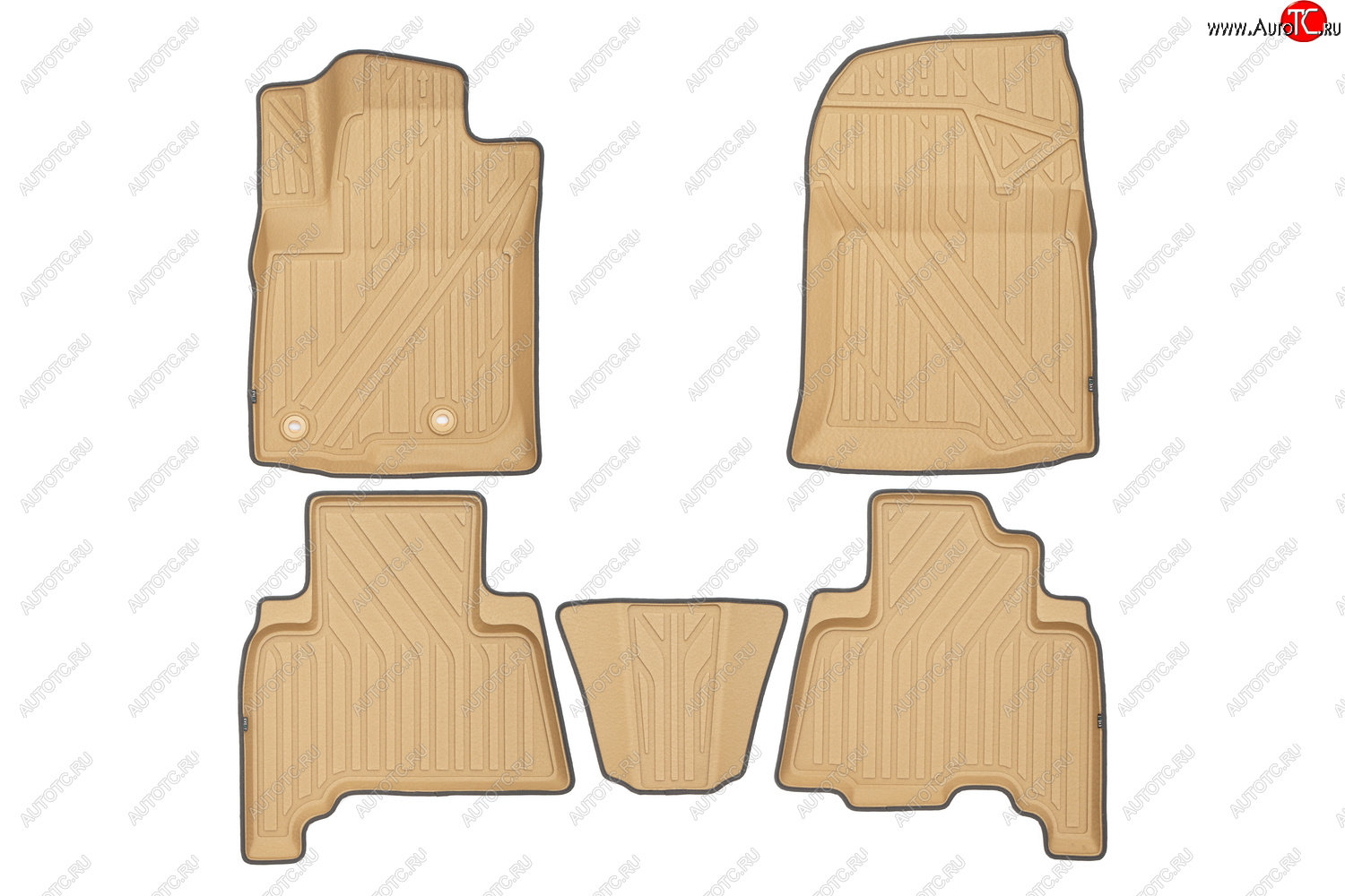 5 999 р. Комплект ковриков в салон Kvest 3D (полистар, основа - бежевая, кант - серый)  Toyota Land Cruiser Prado  J150 (2013-2020)