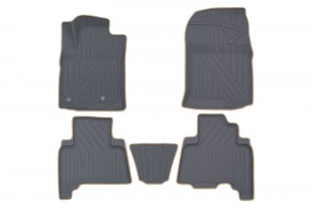 Комплект ковриков в салон Kvest 3D (полистар, основа - серая, кант - бежевый) Toyota Land Cruiser Prado J150 3-ий рестайлинг (2020-2024)