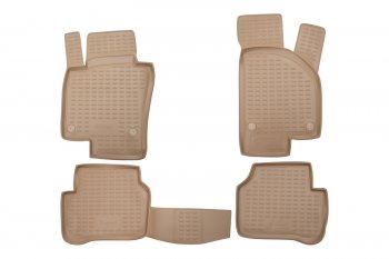 4 699 р. Комплект ковриков в салон (полиуретан, бежевые) Element  Volkswagen Passat CC ( дорестайлинг,  рестайлинг) (2008-2016). Увеличить фотографию 1