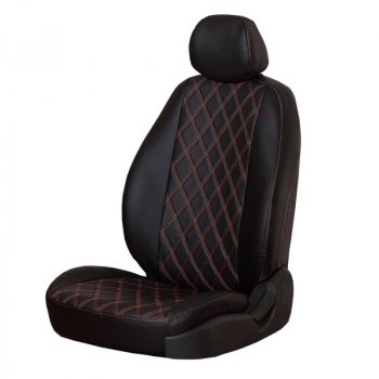 4 999 р. Чехлы сидений (экокожа, 2/3) ПЕТРОВ Орегон Ромб  Nissan Almera  седан (2012-2019) (черный). Увеличить фотографию 1