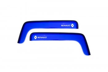 Дефлекторы окон (с логотипом RENAULT, накладные, синие) REIN Renault Premium (1996-2024)
