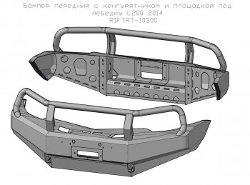 49 999 р. Бампер передний силовой РИФ  Mitsubishi L200  4 - Pajero Sport ( 2 PB,  3 PB) (С защитной дугой и защитой бачка омывателя). Увеличить фотографию 4