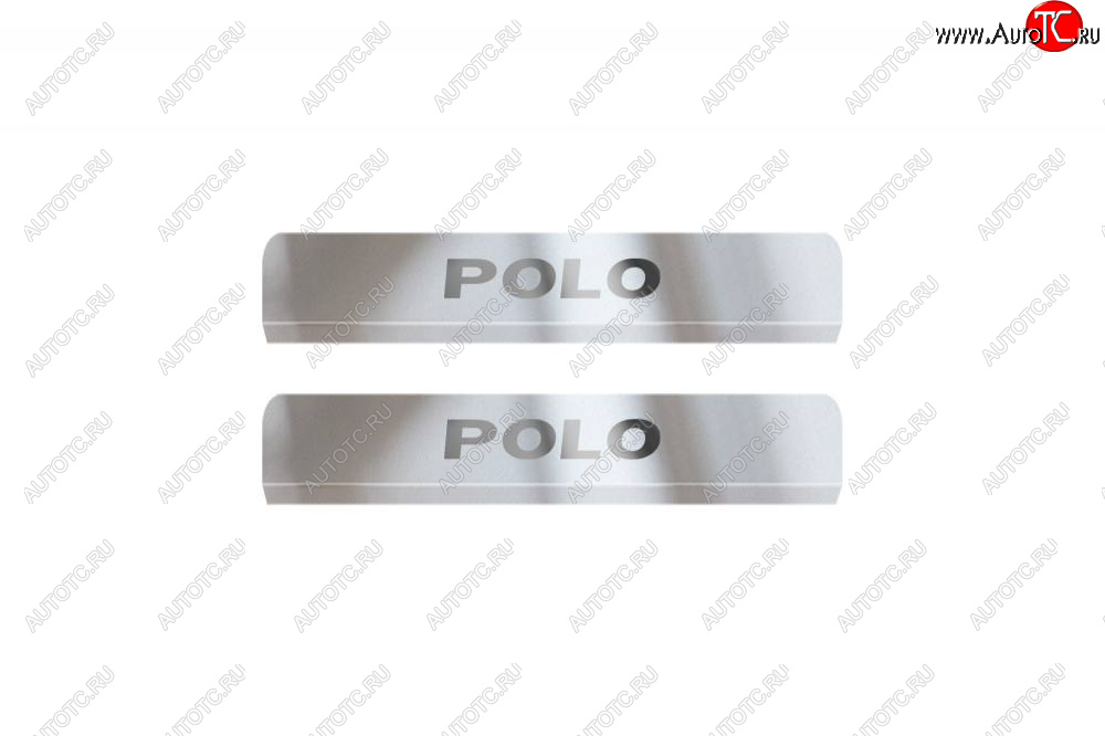 2 299 р. Пороги накладки Petroil Tuning  Volkswagen Polo  Mk6 (2020-2022) (полированная нержавейка)