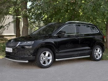 18 299 р. Защита переднего бампера (Ø63 мм, нержавейка) SLITKOFF Skoda Karoq NU7 дорестайлинг (2017-2021). Увеличить фотографию 3