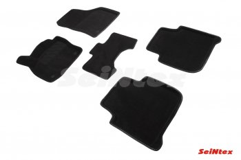 4 999 р. Комплект 3D ковриков в салон (ворсовые / чёрные) Seintex  Skoda Kodiaq  NU7 (2017-2021). Увеличить фотографию 1