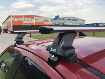 6 398 р. Багажник на крышу Inter Skoda Octavia A7 дорестайлинг универсал (2012-2017) (Алюминиевые поперечины Крыло, 130 см). Увеличить фотографию 1