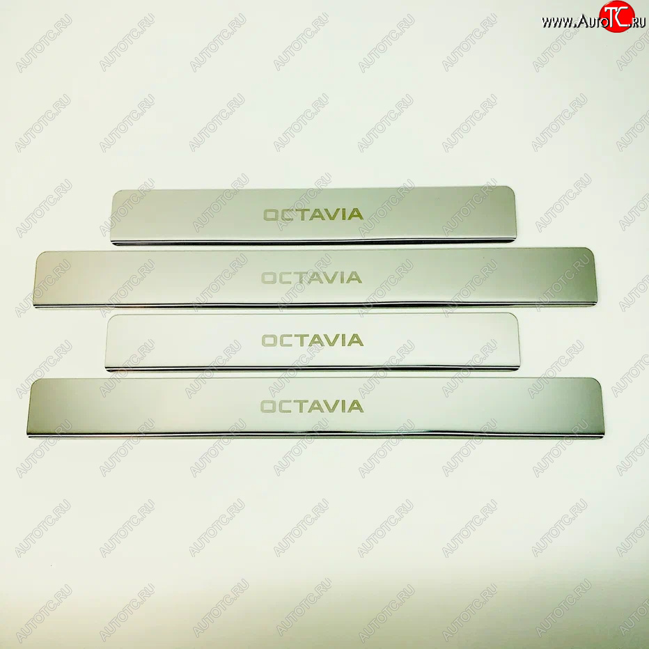 2 179 р. Накладки порожков салона INOX Skoda Octavia A7 дорестайлинг универсал (2012-2017) (Нержавеющая сталь)