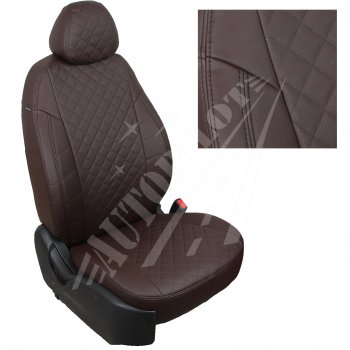 Чехлы сидений AUTOPILOT Экокожа Ромб (40/60, без подлокотника) Skoda (Шкода) Rapid (Рапид) ( NH3,  MK2) (2012-2024), Volkswagen (Волксваген) Polo (Поло)  Mk6 (2020-2022)  (Шоколад + Шоколад)