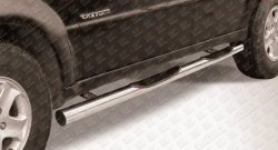 20 649 р. Защита порогов из трубы d76 мм с пластиковыми вставками для ног Slitkoff  SSANGYONG Rexton  Y250 (2006-2012) (Цвет: нержавеющая полированная сталь). Увеличить фотографию 1