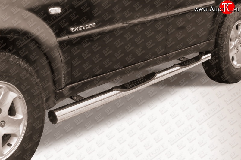 20 649 р. Защита порогов из трубы d76 мм с пластиковыми вставками для ног Slitkoff  SSANGYONG Rexton  Y250 (2006-2012) (Цвет: нержавеющая полированная сталь)