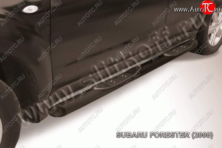 9 749 р. Защита порогов Slitkoff  Subaru Forester  SH (2008-2013) (Цвет: серебристый)