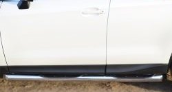 18 799 р. Защита порогов с пластиковыми вставками для ног из круглой трубы диаметром 76 мм Russtal  Subaru Forester  SJ (2012-2016) (Защита порогов с со скосами на торцах (вариант 1)). Увеличить фотографию 2