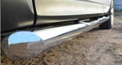 18 799 р. Защита порогов с пластиковыми вставками для ног из круглой трубы диаметром 76 мм Russtal  Subaru Forester  SJ (2012-2016) (Защита порогов с со скосами на торцах (вариант 1)). Увеличить фотографию 3