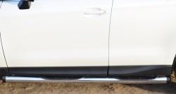 18 799 р. Защита порогов с пластиковыми вставками для ног из круглой трубы диаметром 76 мм Russtal  Subaru Forester  SJ (2012-2016) (Защита порогов с со скосами на торцах (вариант 1)). Увеличить фотографию 7