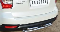 16 349 р. Защита заднего бампера (2 трубы Ø63 и 42 мм, нержавейка) Russtal Subaru Forester SJ дорестайлинг (2012-2016). Увеличить фотографию 2
