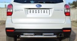 16 349 р. Защита заднего бампера (2 трубы Ø63 и 42 мм, нержавейка) Russtal Subaru Forester SJ дорестайлинг (2012-2016). Увеличить фотографию 1