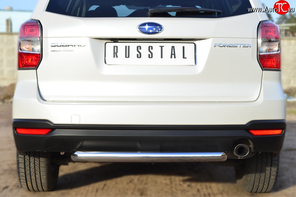 14 949 р. Одинарная защита заднего бампера из трубы диаметром 63 мм Russtal Subaru Forester SJ дорестайлинг (2012-2016)