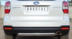 Защита заднего бампера (Ø75x42 мм, нержавейка) Russtal Subaru Forester SJ дорестайлинг (2012-2016)