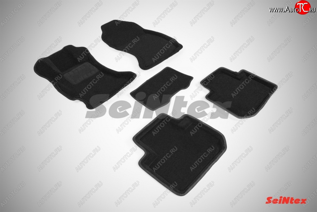 4 999 р. Износостойкие коврики в салон SeiNtex Premium 3D 4 шт. (ворсовые, черные)  Subaru Forester  SJ (2012-2019)