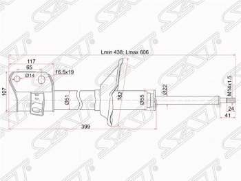 3 199 р. Левый амортизатор передний SAT  Subaru Forester  SF (2000-2002) рестайлинг. Увеличить фотографию 1