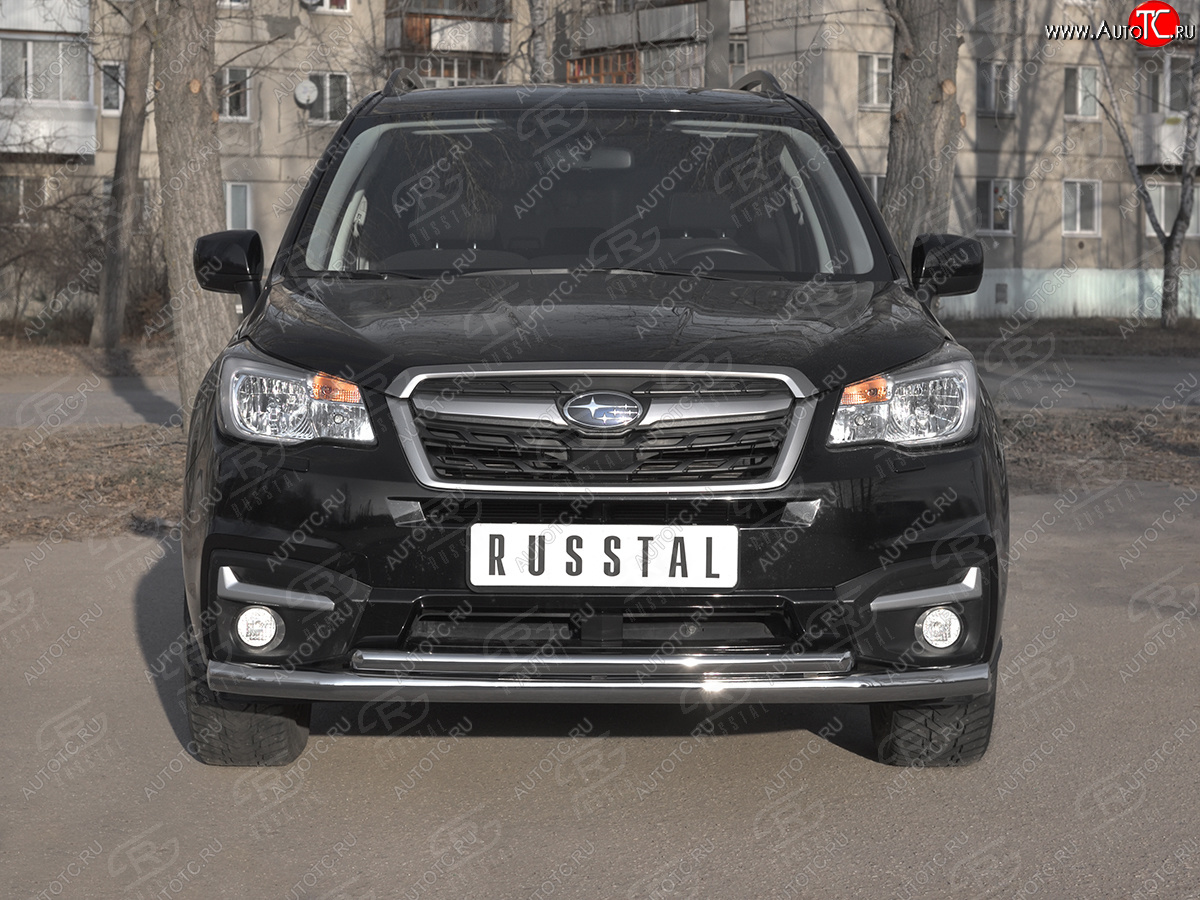 16 699 р. Защита переднего бампера Russtal d63 секции-d42 дуга  Subaru Forester  SJ (2016-2019)