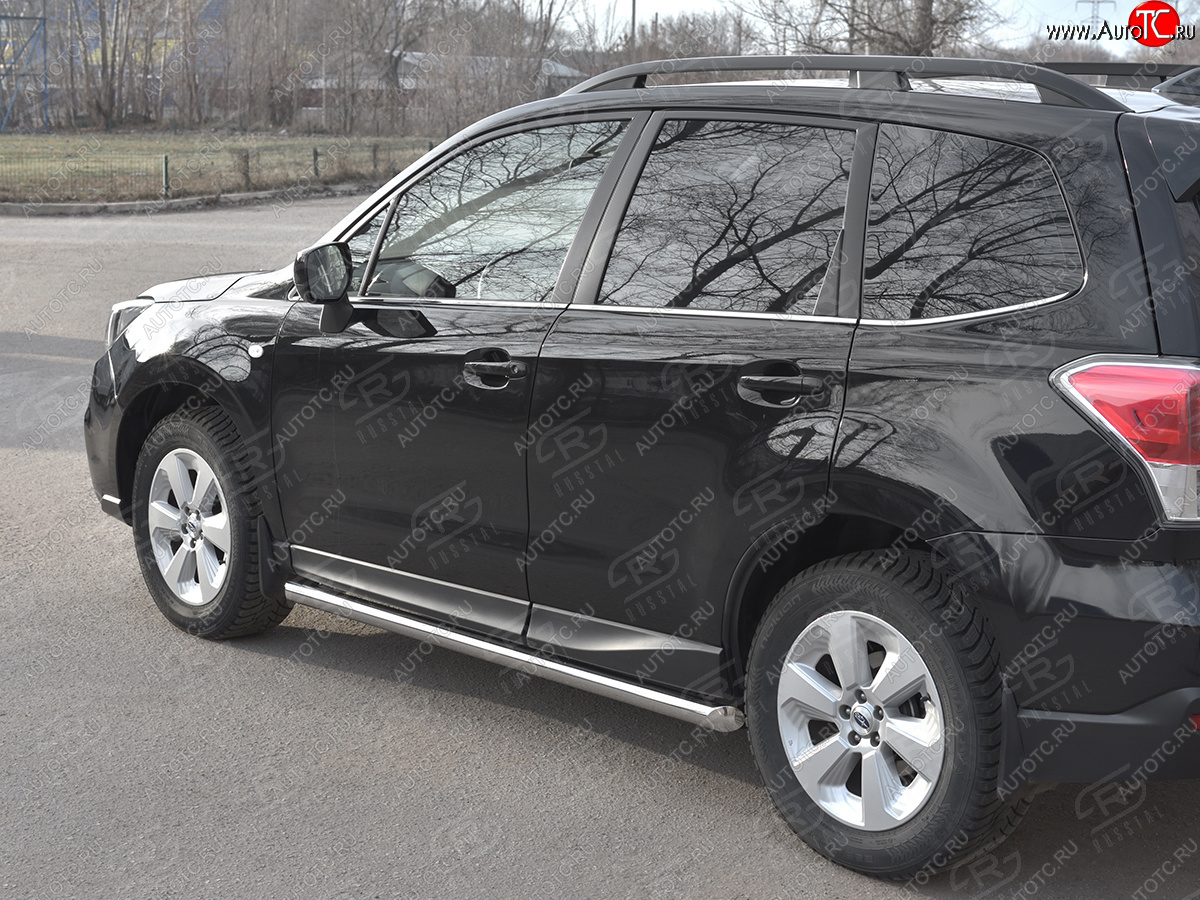 8849р Защита порогов на Russtal труба d63 Subaru Forester SJ защита порогов  со скосами на торцах купить