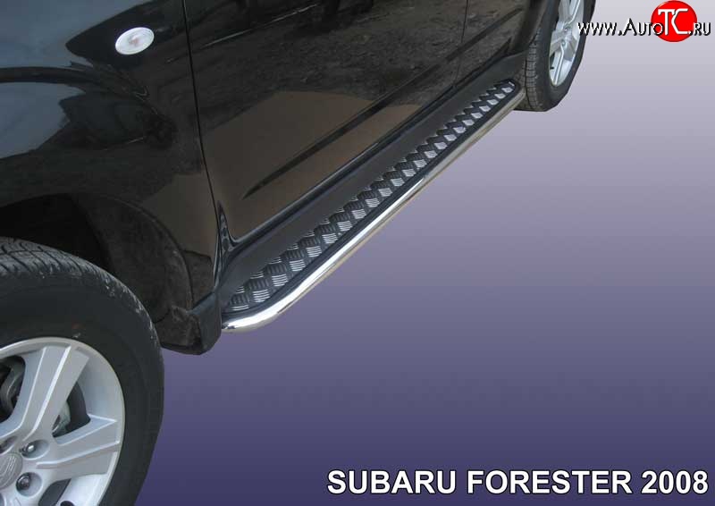 13 549 р. Широкая защита порогов Slitkoff  Subaru Forester  SH (2008-2013) (Цвет: нержавеющая полированная сталь)